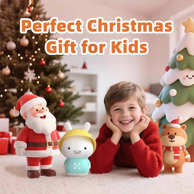 alilo Bunny Kids Music Player, Storytelling Toys for Toddler 1-3-5,Infant Baby Boy Girl Gifts Pre-Loaded 30 Stories/48 Nursery Rhymes/12 Soothing Music,with Nightlight,Bluetooth,Record Function