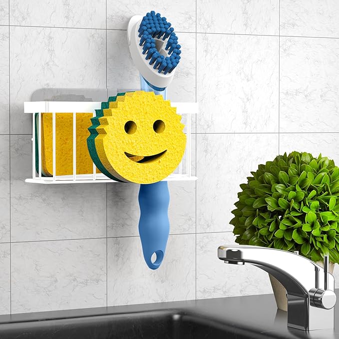MURLONG Sponge Holder Smiley Face, Sink Caddy, Kitchen Organizer