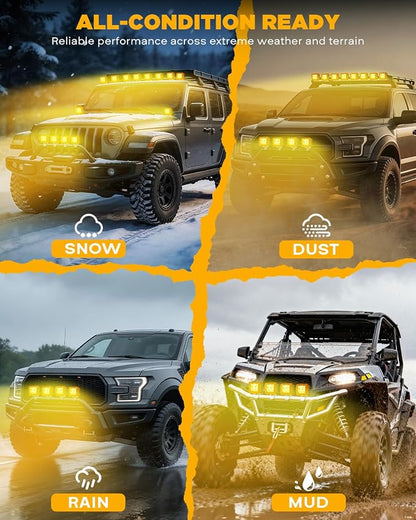 Auxbeam FA Series 3 Inch Deep Amber Light Covers 2300K Dark Amber Tone Cube Offroad Lights Lens Cap Smoked Tint for Fog Dust Rain Snow, 2 Packs