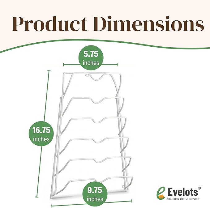 Evelots 6 Pot Lid Organizer for Cabinet or Pantry Wall