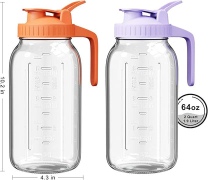 2 Pack Mason Jar Pitcher – Airtight & Leakproof Glass Pitcher