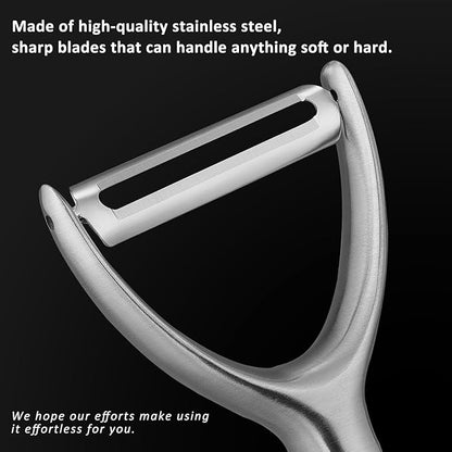 Premium Y Type 304 Stainless Steel Multifunctional Kitchen Peeler Real Wood Handle Ultra Sharp Blade Vegetable Potato Apple(Carbonized Wood)