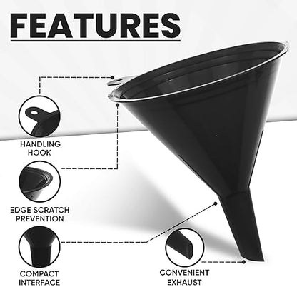 Funnels for Kitchen Use – Black Set in 4 Sizes | Durable, Non-Toxic Food Grade