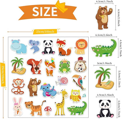 Window Clings Stickers for Kids Window Gel Clings Decals Thick Gel Clings Toddlers and Adults Classroom Home Nursery Airplane Birthday Party Supplies (Jungle Animals)
