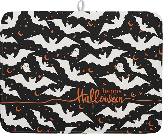 Halloween Drying Mats for Kitchen Counter 18”x24” Happy Halloween Spooky Bat
