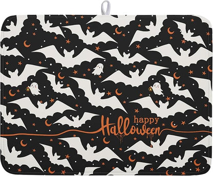 Halloween Drying Mats for Kitchen Counter 18”x24” Happy Halloween Spooky Bat