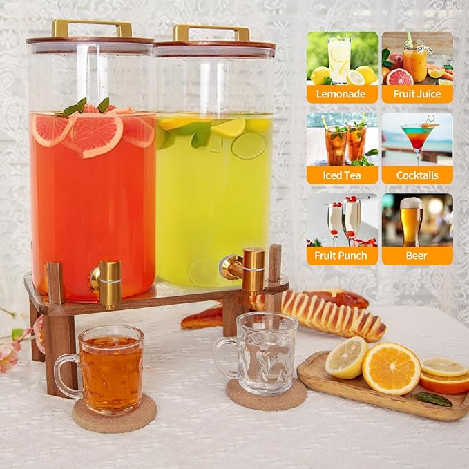 2 PACK 1.5 Gallon Glass Beverage Dispenser