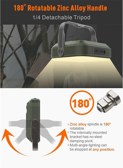 20000mAh Rechargeable LED Camping Lantern - 1600LM, QC3.0 22.5W, 4 - Color Switch, IPX5 Waterproof - Perfect for Camping, Hiking & Emergency Situations(Green)