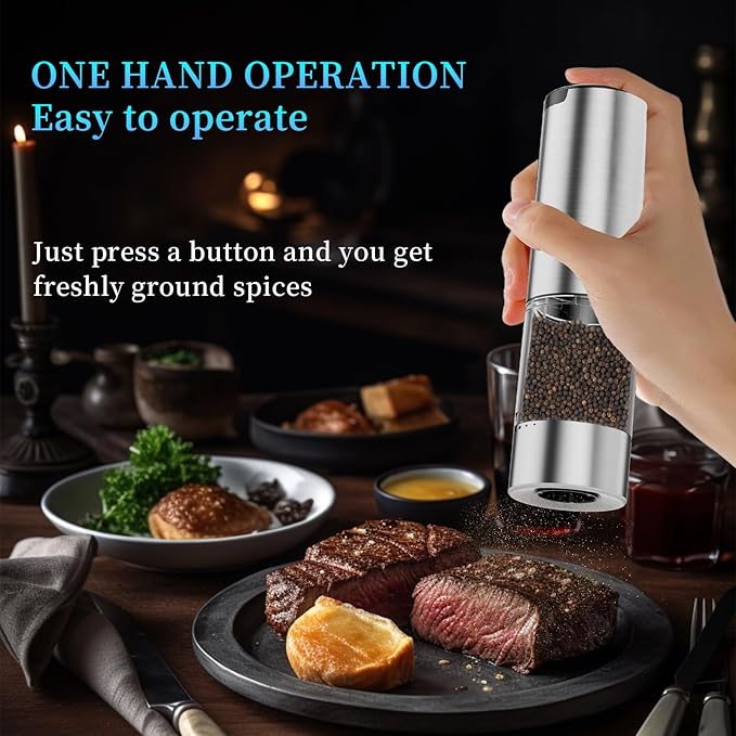 Electric Salt and Pepper Grinder Set Type-C Fast Charging, Automatic Salt and