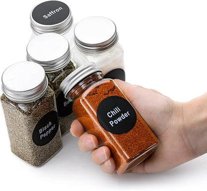 WUWEOT 24 Pack Plastic Spice Jars, 4 oz Spice Bottle Square Seasoning Containers