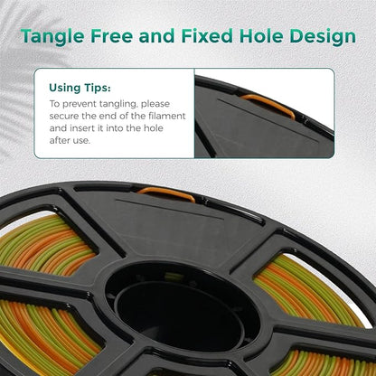 FLASHFORGE PLA Filament 1.75mm +/- 0.02mm Orange to Green Gradient, Smooth Color-Changing 3D Printer Filament 1kg (2.2lbs) Spool, 3D Printing Filament Easy to Use and Fits for Most FDM 3D Printers