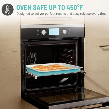 Sheet Cake Pan with Lid, Non-Stick Ceramic Coating Baking Pan, Oven Safe 450°F