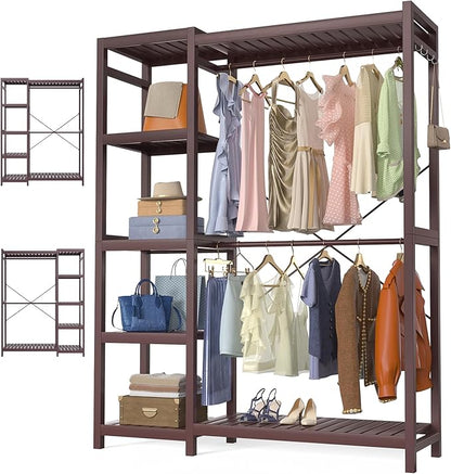 Homykic Bamboo Clothes Rack Garment Rack