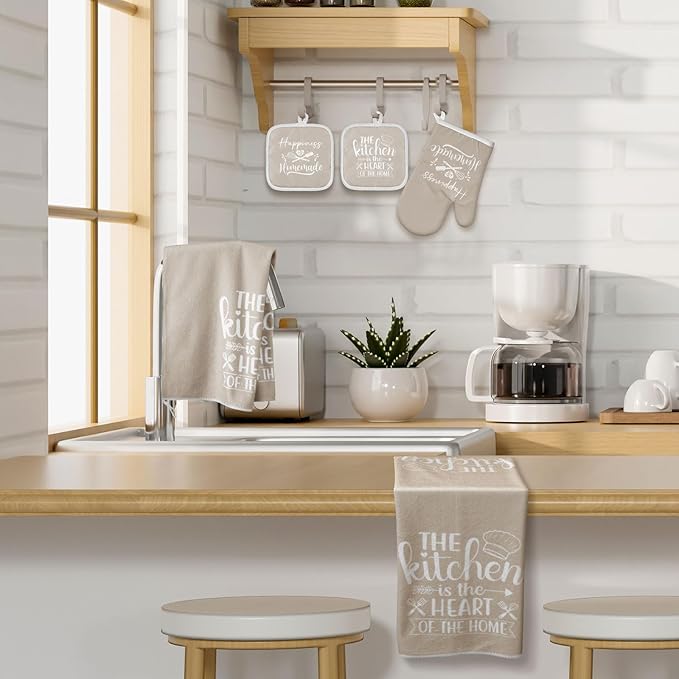 Sratte 6 Pcs Kitchen Decor Accessories Set Farmhouse Towels Pot Holders Oven