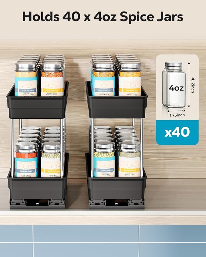 Nieifi Spice Organization for Cabinet-Vertical Spice Rack Pull Out-Spice Rack