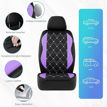 Road Comforts Seat Covers, Premium Leather Car Seat Covers Front Seat for Women Girls,Airbag Compatible, Automotive Seat Covers Universal Fit Most Cars,Vans,Truck,SUV