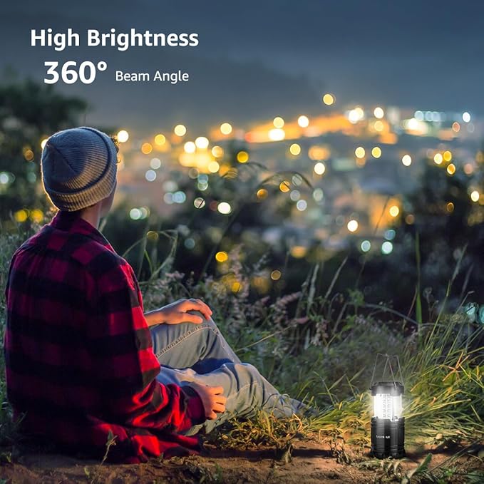 Lepro LED Camping Lanterns Battery Powered, Collapsible, IPX4 Water Resistant, Outdoor Portable Lights for Emergency, Hurricane, Storms and Outages