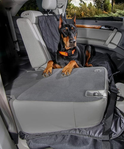4Knines Dog Seat Cover for Back Seat, Heavy Duty Waterproof Rear Seat Protector for Large Trucks, SUVs, Cars -Fits 60/40 Split Bench with Middle Seat Belt, Non-Slip Backseat Cover (Extra Large, Black)