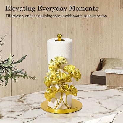 Vintage Gold Ginkgo Paper Towel Holder Countertop