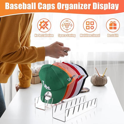Hat Stand for Baseball Caps, 2 Pack No Install Acrylic Hat Organizer for 14