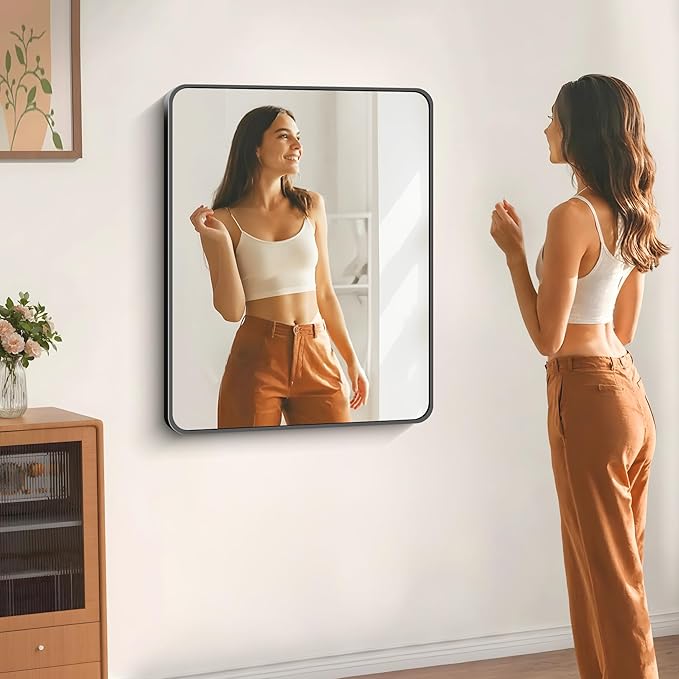 30" x 36"Bathroom Mirror, Matte Black Wall Mirror