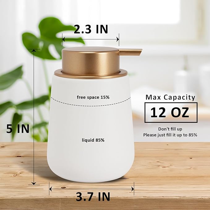 Soap Dispenser Ceramic with Easy-to-Press Pump Hand Lotion Liquid Dispenser
