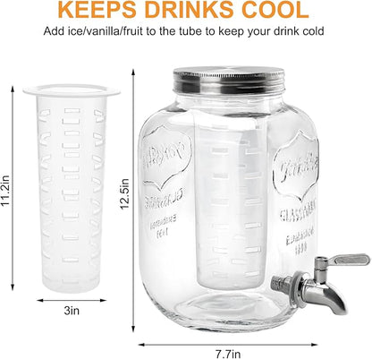 2 Gallon Glass Beverage Dispenser