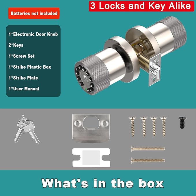BOTHSTAR Keypad Door Knob with Key, Keyless Entry Door Lock, Code Locks Door