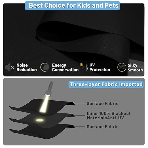 Motorized Blinds with Remote Control, 100% Blackout Cordless Wireless Electric