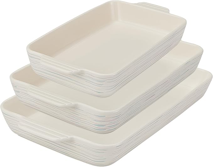 Pyrex 3-Piece Ceramic Bakeware Set, Nonstick Casserole Dish
