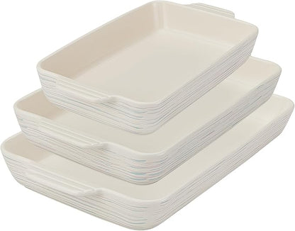 Pyrex 3-Piece Ceramic Bakeware Set, Nonstick Casserole Dish