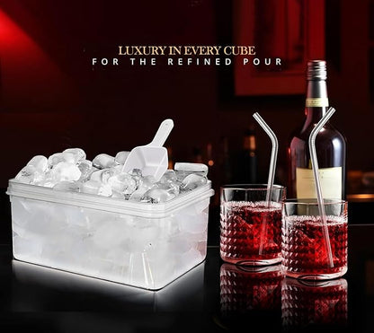 56pcs Ice Cube Tray with Lid and Bin – Stackable 4 Trays Plastic Silicone