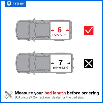 Tyger Auto T1X Soft Roll-Up in Fabric Truck Bed Tonneau Cover Compatible with 2019-2023 Ford Ranger | 6' (73") Bed | TG-BC1F9067X