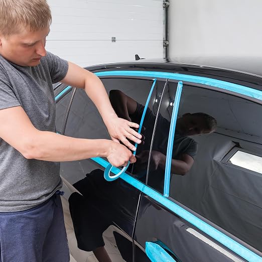 Nezyo 6 Pcs Vinyl Pinstripe Tapes Masking Painter Tapes High Temperature Low Tack Automotive Car Paint for Easy Removal Trim Thin Finishing Masking(Blue,1/16, 1/8,1/5,1/4,1/2, 3/4 Inch)