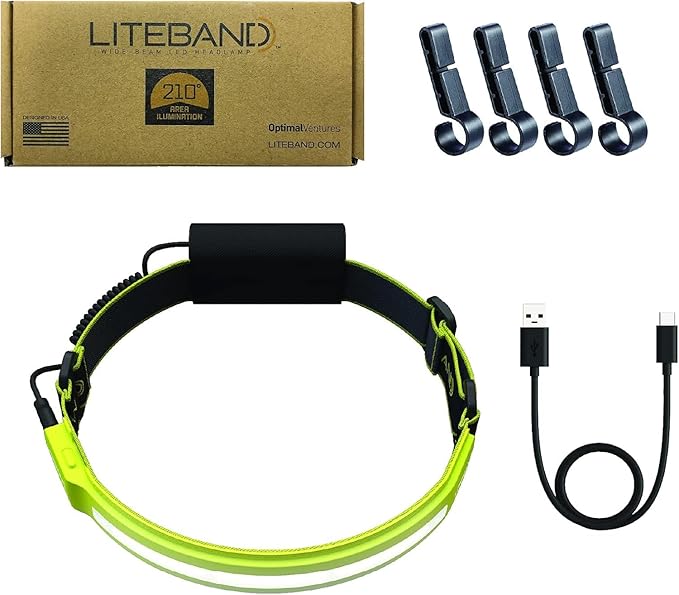 LED Headlamp, Liteband PRO 1000 Lumens Super Bright Head Lamp, Rechargeable Battery Powered Tactical Headlamps, Camping, Running, Hard Hat Light, Best Rated Hands Free Forehead Flashlight, Yellow