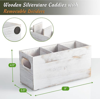 DRASTAR Wooden Silverware Caddy, Flatware Cutlery Holder, Kitchen Utensil Holder