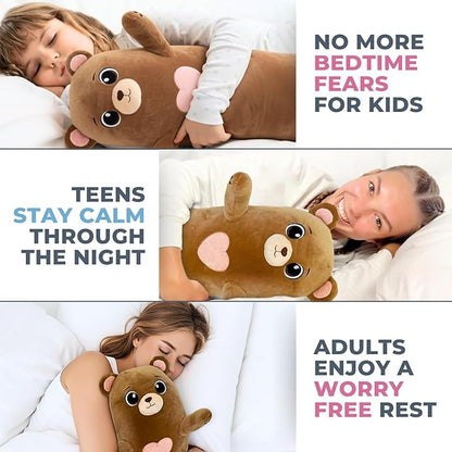 Bear Plush Body Pillow for Kids | Long Stuffed Animal Cuddle Pillow | Soft Hugging Toy | Plushie Gift for Girls & Boys | Long Plush Body Pillow for Sleep & Comfort | Large, 47 Inches