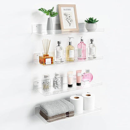 upsimples 4 Pack 15x6 Inches Acrylic Bathroom Shelves
