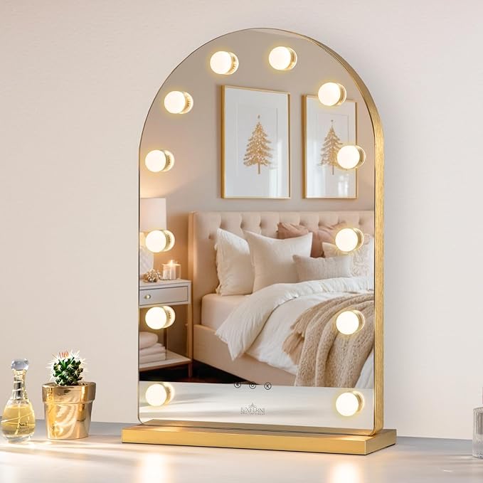 LUXFURNI Hollywood Mirror with Lights Makeup Mirror