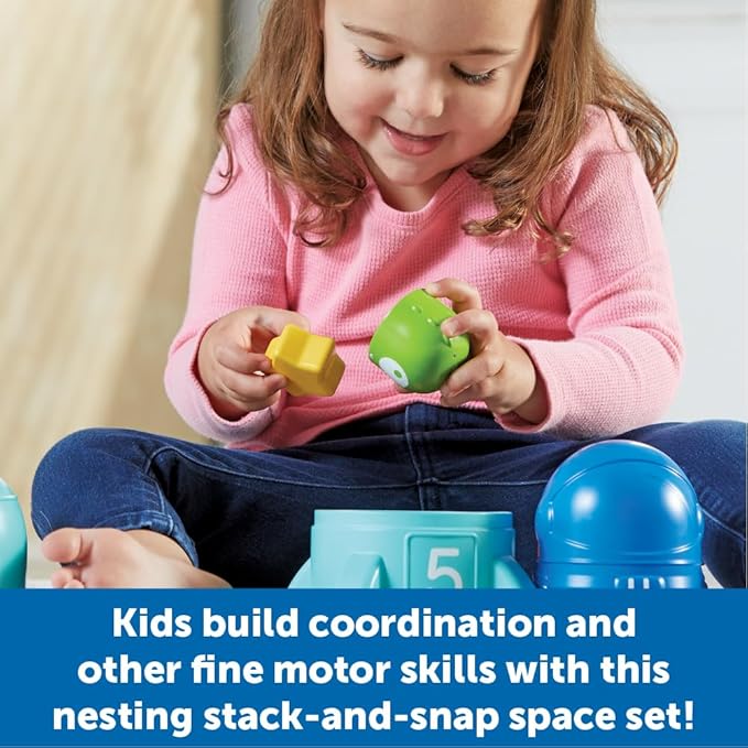 Learning Resources Nesting Space Surprise, Preschool Learning Activities, Fine Motor Skills, Montessori Preschool Toys, Space Toys, Ages 18 Months+, 9 Pieces