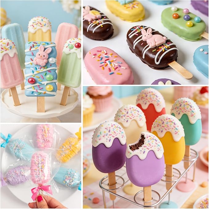 Juome Cake Pop Mold Kit, 2 Pack 6 Cavities Cakesicle Molds Silicone