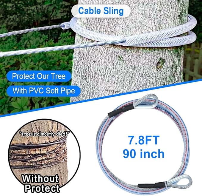 X XBEN Zip line Kits for Backyard 98FT, Zip Lines for Kid and Adult, Included Swing Seat, Ziplines Brake, and Steel Trolley, Outdoor Playground Equipment