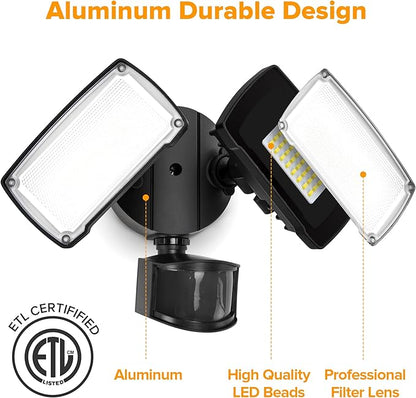 LUTEC 38W 3500 Lumen LED Motion Activated Integrated Dual-Head Floodlight