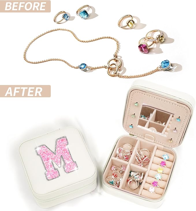 Travel Jewelry Case - Mother's Day Gift for Mom, Daughter, Wife, Sister, Her - Birthday, Mother-in-Law, Mama Gift Idea | Cream, M