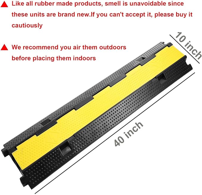 Reliancer 3 Pack Dual Channel Rubber Cable Protector Ramp 2 Channel Traffic