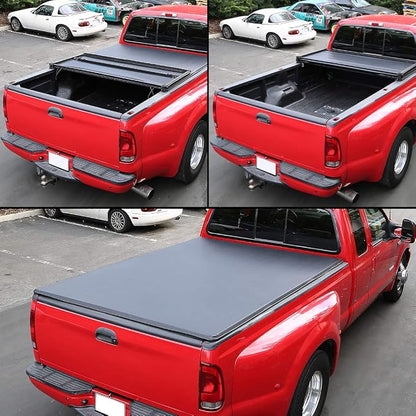 DNA Motoring Truck Bed Soft Tri-Fold Adjustable Tonneau Cover Compatible with 82-93 S10 / 82-90 S15 6Ft Fleetside Bed, TTC-TRISOFT-039