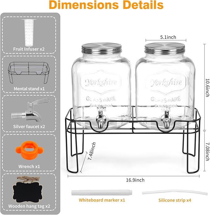 1.6 Gallon Glass Drink dispenser, Lemonade Dispenser