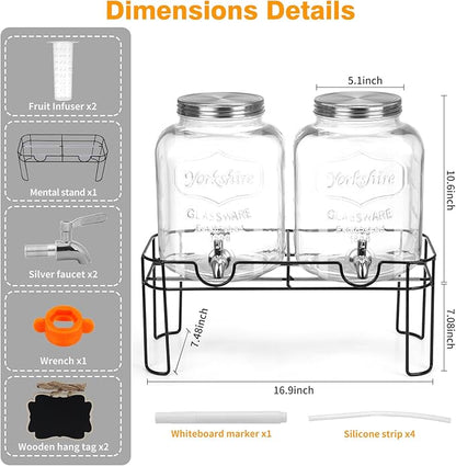 1.6 Gallon Glass Drink dispenser, Lemonade Dispenser