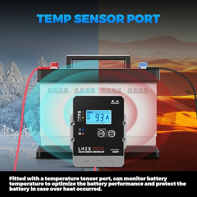 Solar Charge Controller Waterproof, 20A Super Thin Solar Panel Battery
