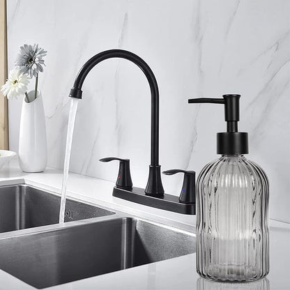 14Oz Black Pump Glass Soap Dispenser,